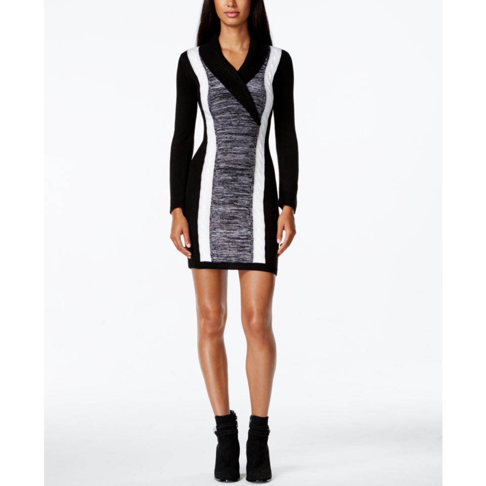 Calvin Klein Petite Multi Knit Shawl Collar Sweater Dress   Dresses