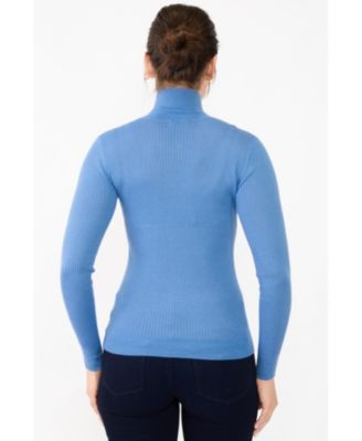 Women's Tissue Weight Cashmere Silk Rib-knit Turtleneck Sweater