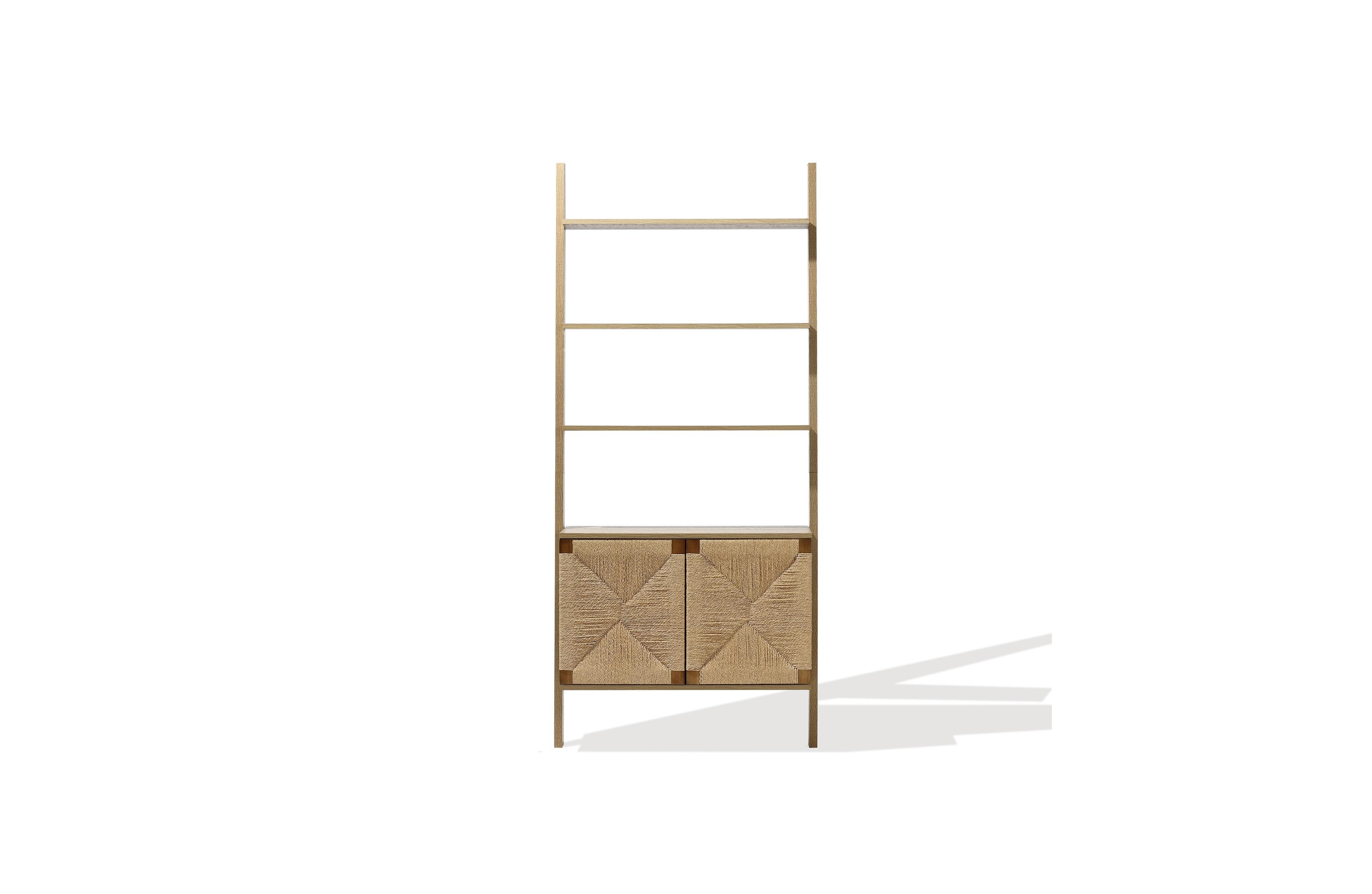 LuxenHome 71" Tall Bookshelf 4 Ladder Shelves Etagere Bookcase with 2-Door Cabinet Storage Organizer