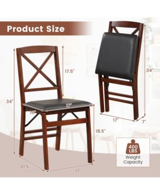 Set of 2 Folding Dining Chairs with 400 LBS Capacity