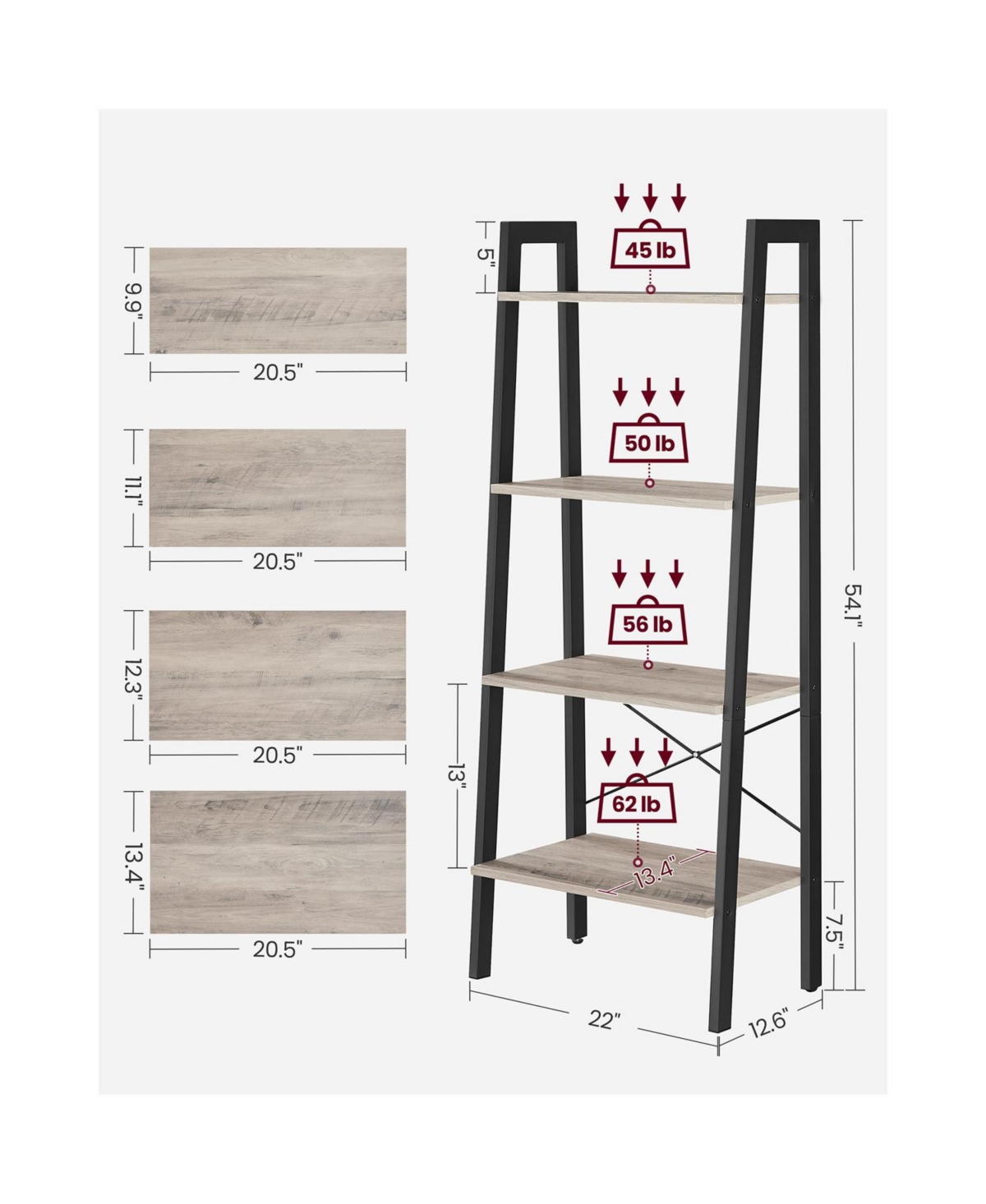 Slickblue 4-Tier Bookshelf Storage Rack, Shelves for Bathroom and Living Room Organization
