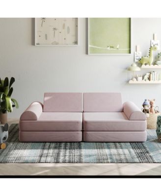 Conner Modular Play Couch For Kids With Convertible 6-Piece Design And Soft Foam Cushions