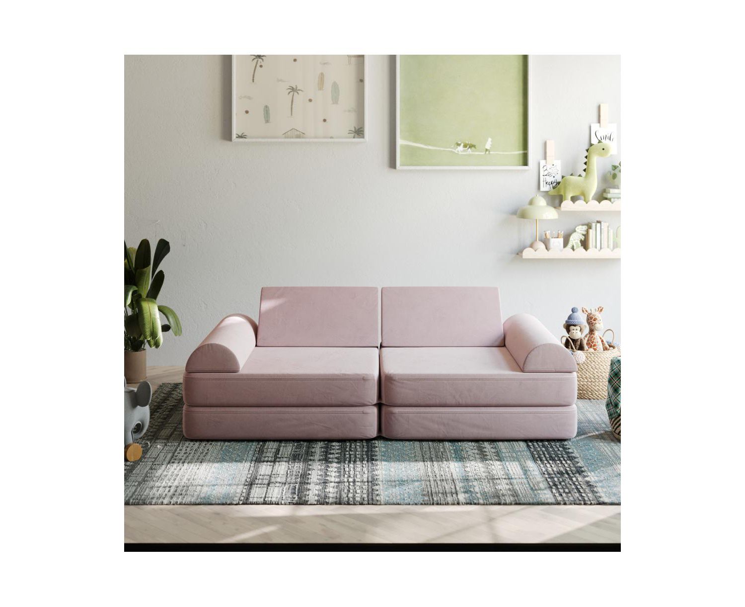 Conner Modular Play Couch For Kids With Convertible 6-Piece Design And Soft Foam Cushions