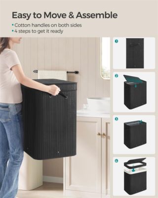 Laundry Hamper Dirty Clothes Storage Basket with Lid Liner and Handles Rectangular