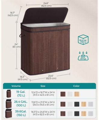 150L Laundry Hamper Dirty Clothes Storage Basket with Lid Liner and Handles