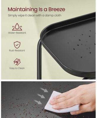 2-Tier Accent End Table Metal Coffee Table w/ Tray Storage Living Room