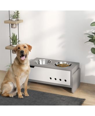 Elevated Dog Bowls w/ Slow Feeder Mat, Storage Cabinet
