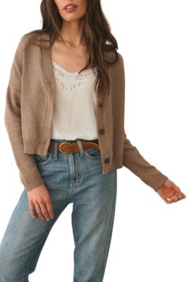 Women's Cotton Diana Crop Cardigan in Mocha