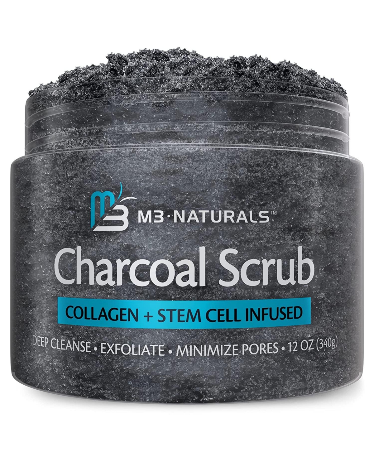 Naturals Charcoal Exfoliating Body Scrub Polish with Collagen 12 oz