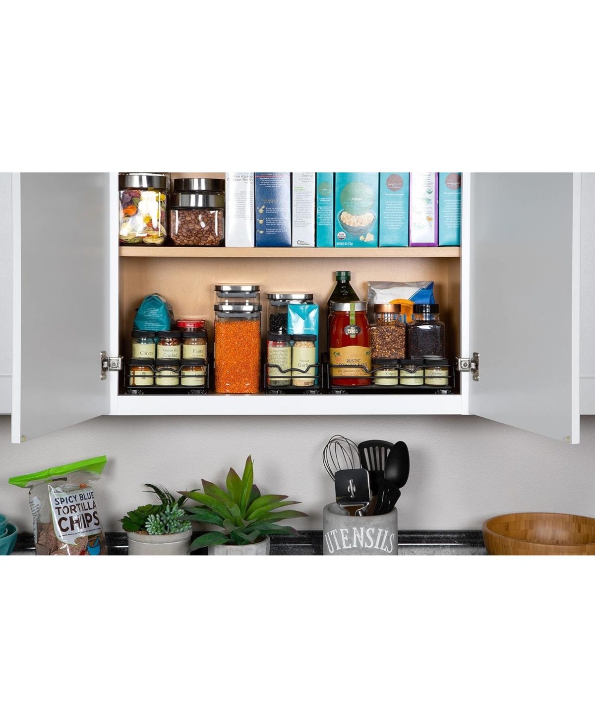Florida BrandsPull out Spice Rack Organizer for Cabinet for Spices, Sauces and Cans 4.5 In Wide - Black