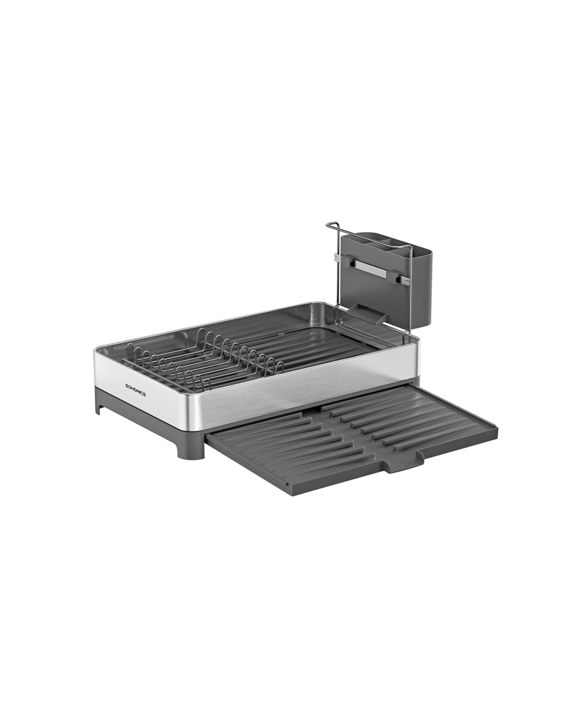Slickblue Expandable Dish Drying Rack – Stainless Steel Dish Rack with Utensil Holder, Rustproof for Kitchen Counter