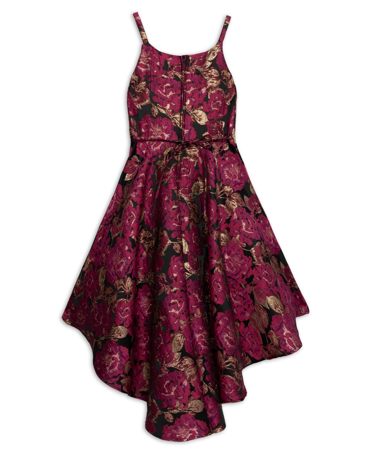 Speechless Big Girls Embroidered Waist with High Low Floral Dress -Red