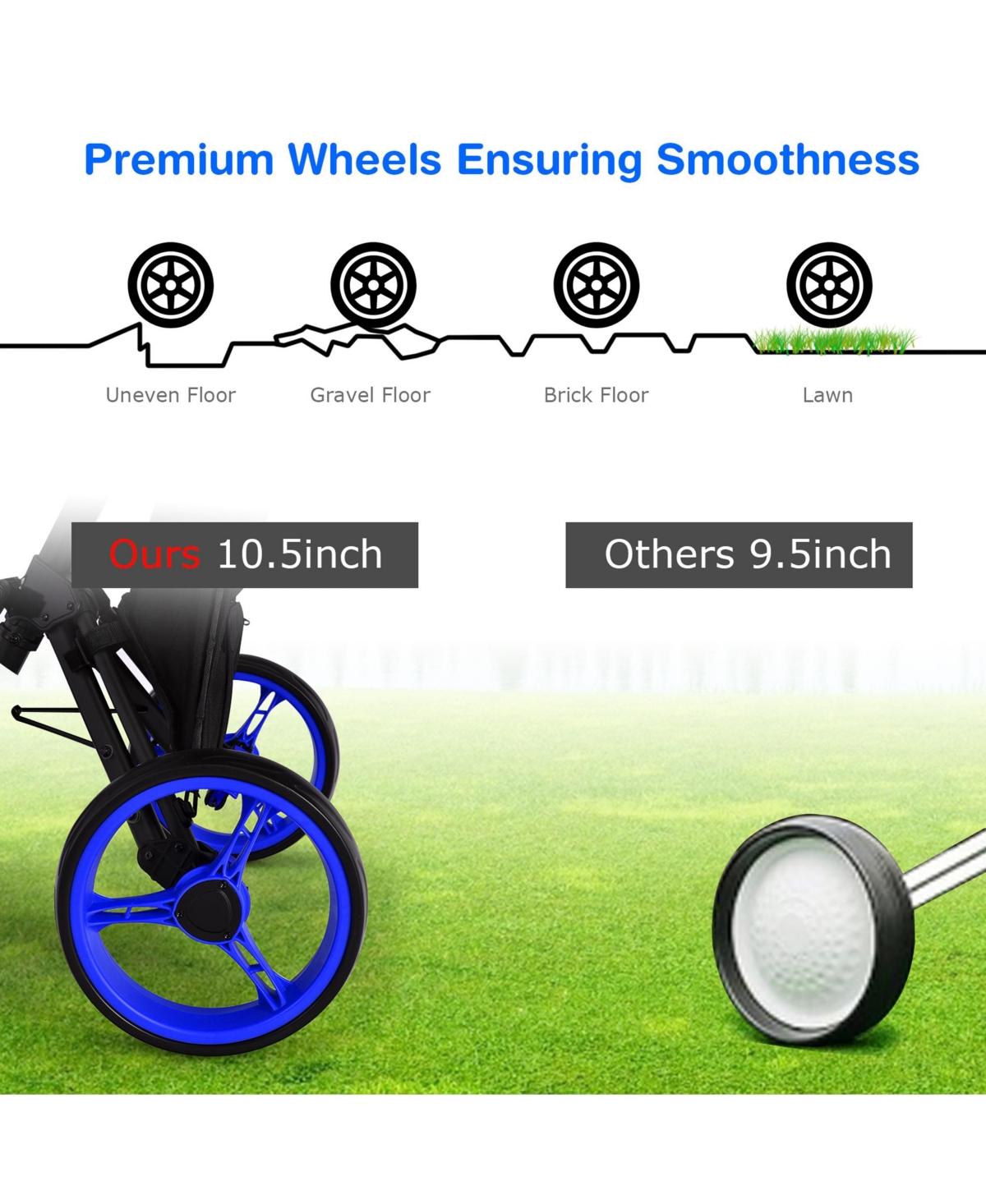 Gymax 3-Wheel Foldable Golf Push Pull Cart Trolley w/ Seat Adjustable Handle