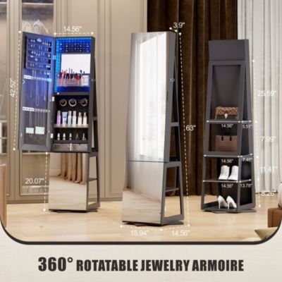 15.94'' Freestanding Jewelry Armoire with Spacious Storage