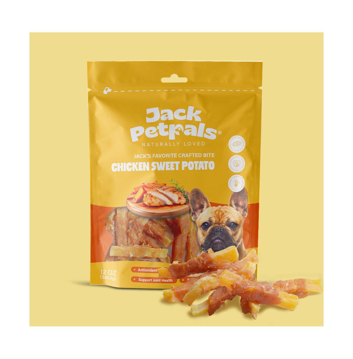 JoJo Modern Pets Jack PetPals Jack s Favorite Crafted Bite Chicken Sweet Potato 12Oz (340.2g) Palatable Digestible Handcrafted Bites
