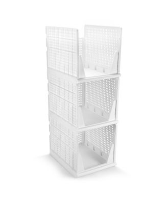 Sorbus 3 Tier Extra Large Open Front Plastic Stackable Baskets Stand ...