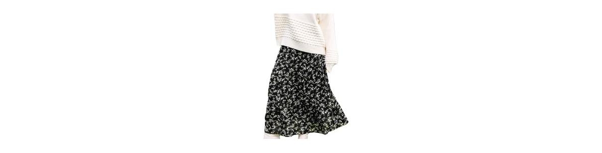 Cupshe Women'sDitsy Midi Skirt - Black