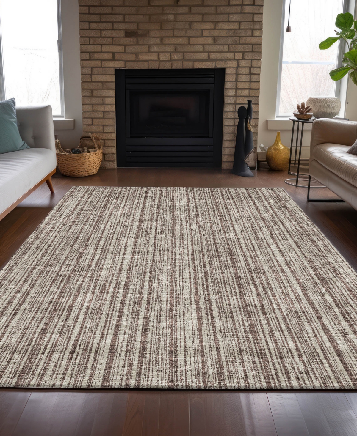 Addison Chantille Machine Washable Acn760 9'x12' Area Rug In Brown