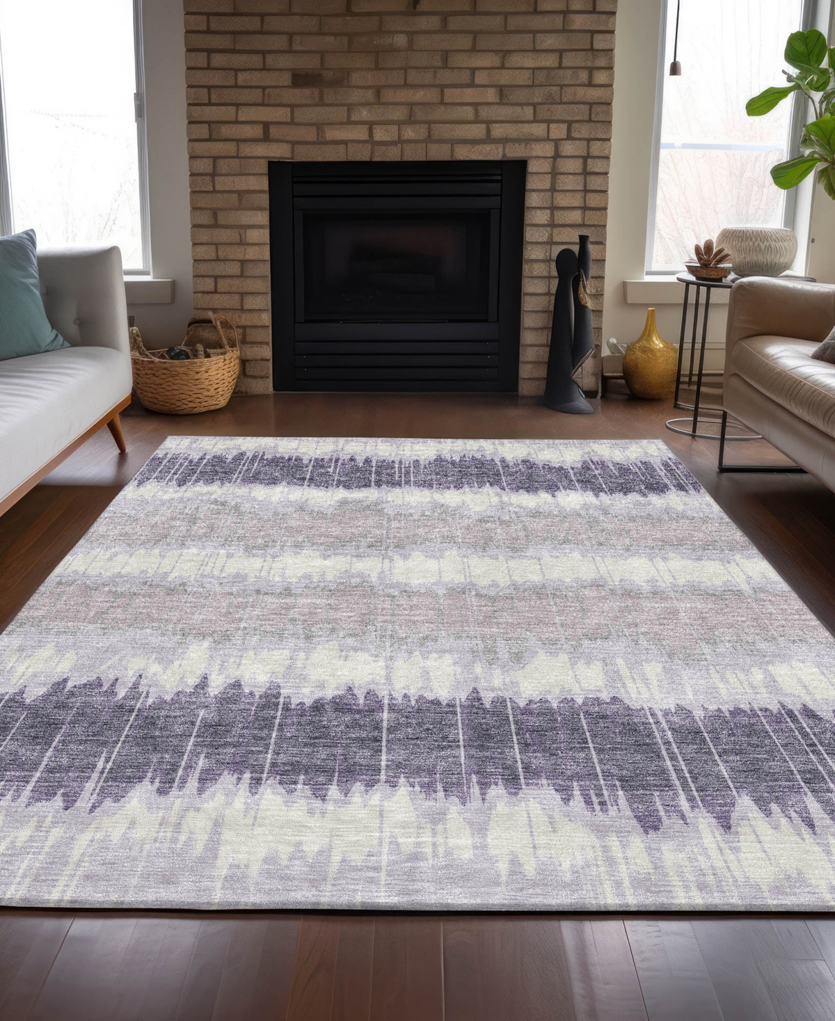Addison Chantille Machine Washable Acn755 8'x10' Area Rug In Lavender