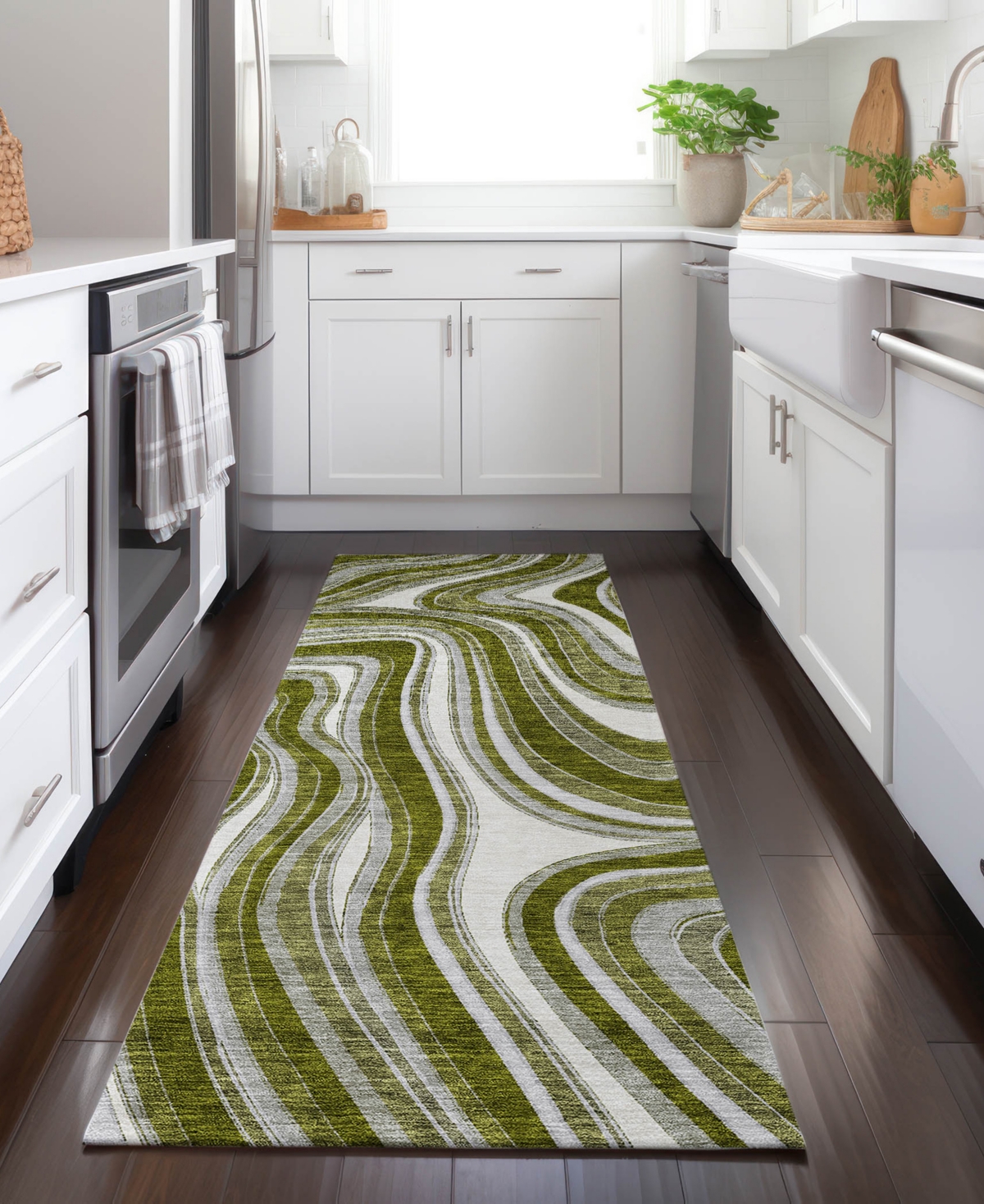 Addison Chantille Acn756 2'3"x7'6" Runner Area Rug In Olive