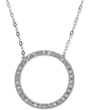 image of Diamond Circle Pendant Necklace (1/10 ct. t.w.) in 10k White Gold