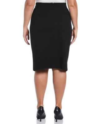 Plus Size Ponte Asymmetrical Wrap Skirt