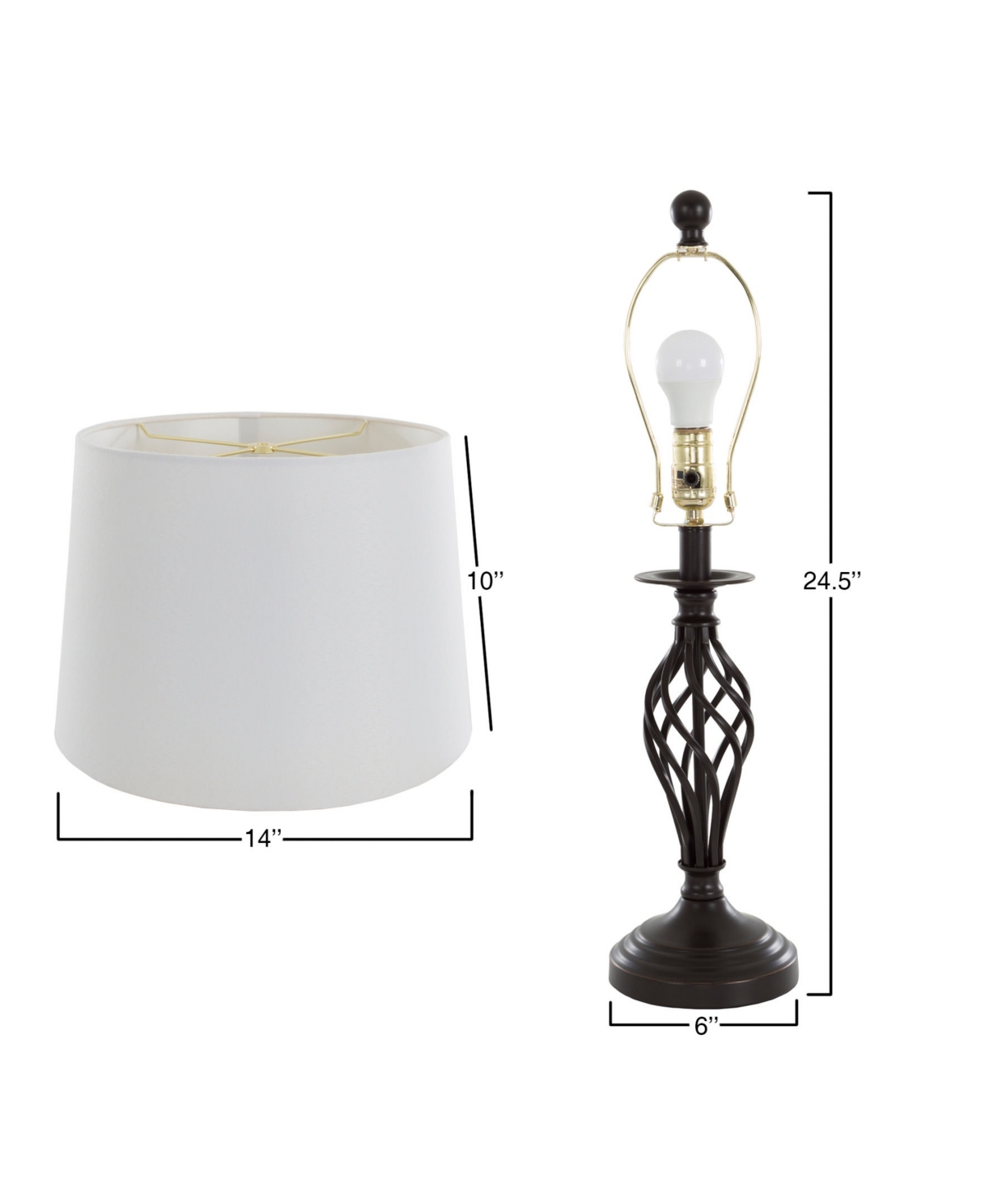 LAVISH HOME SPIRAL CAGE DESIGN TABLE AND FLOOR LAMP, SET OF 3 