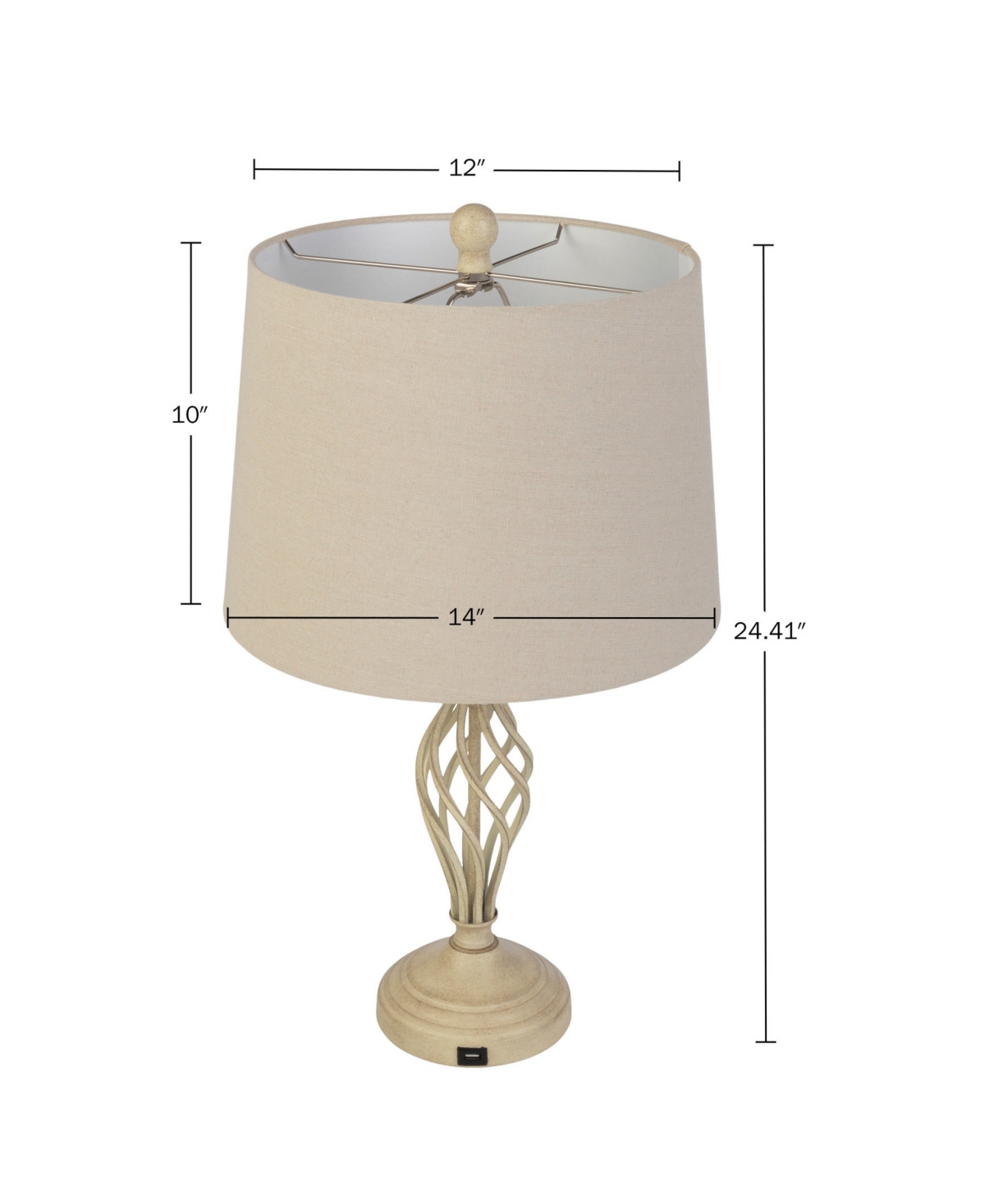 Lavish Home 24.41" Usb Charging Led Table Lamp Set In Sand