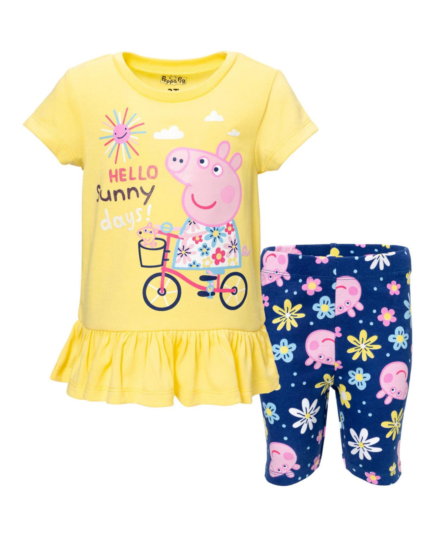 Little Girls Peplum T-Shirt and Shorts Outfit Set