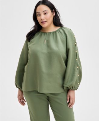 I.N.C. International Concepts - Plus Size Button-Sleeve Blouse
