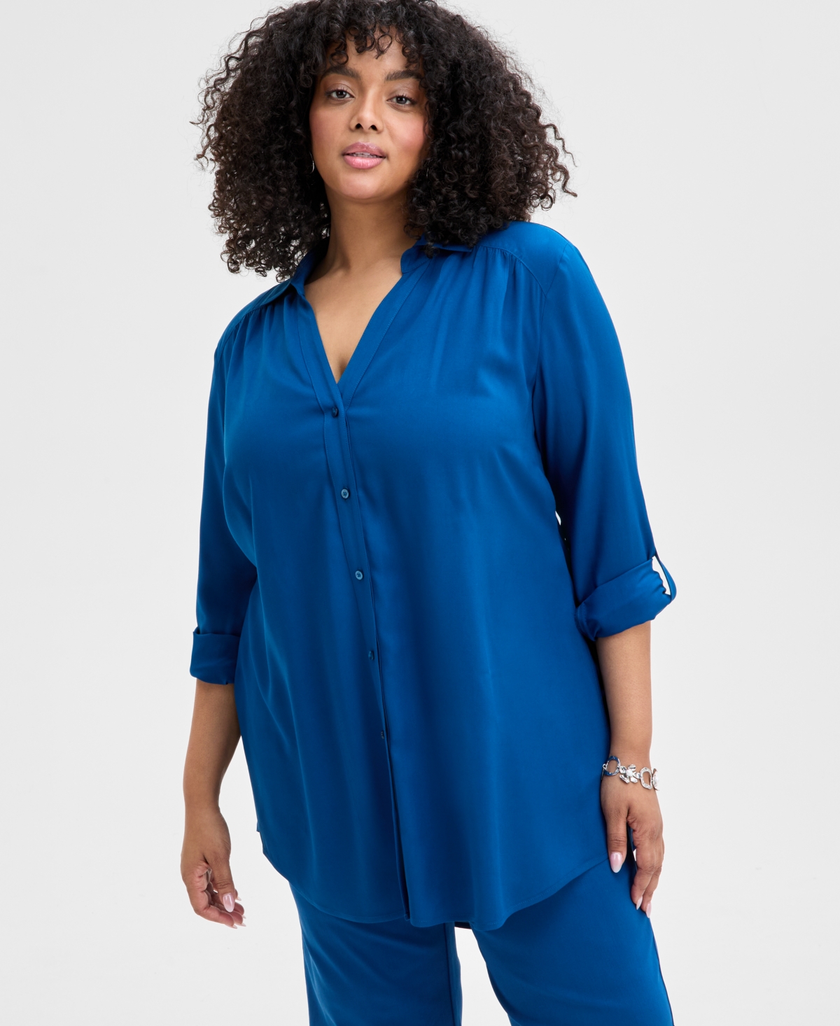 INC INTERNATIONAL CONCEPTS PLUS SIZE SIDE-SLIT TOP, CREATED FOR MACY'S 