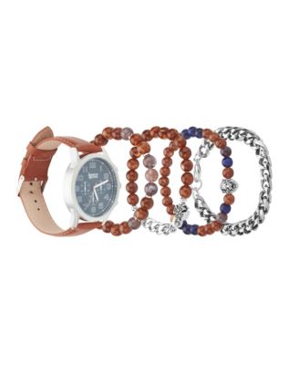 Men's Quartz Cognac Polyurethane Strap Watch, 44mm