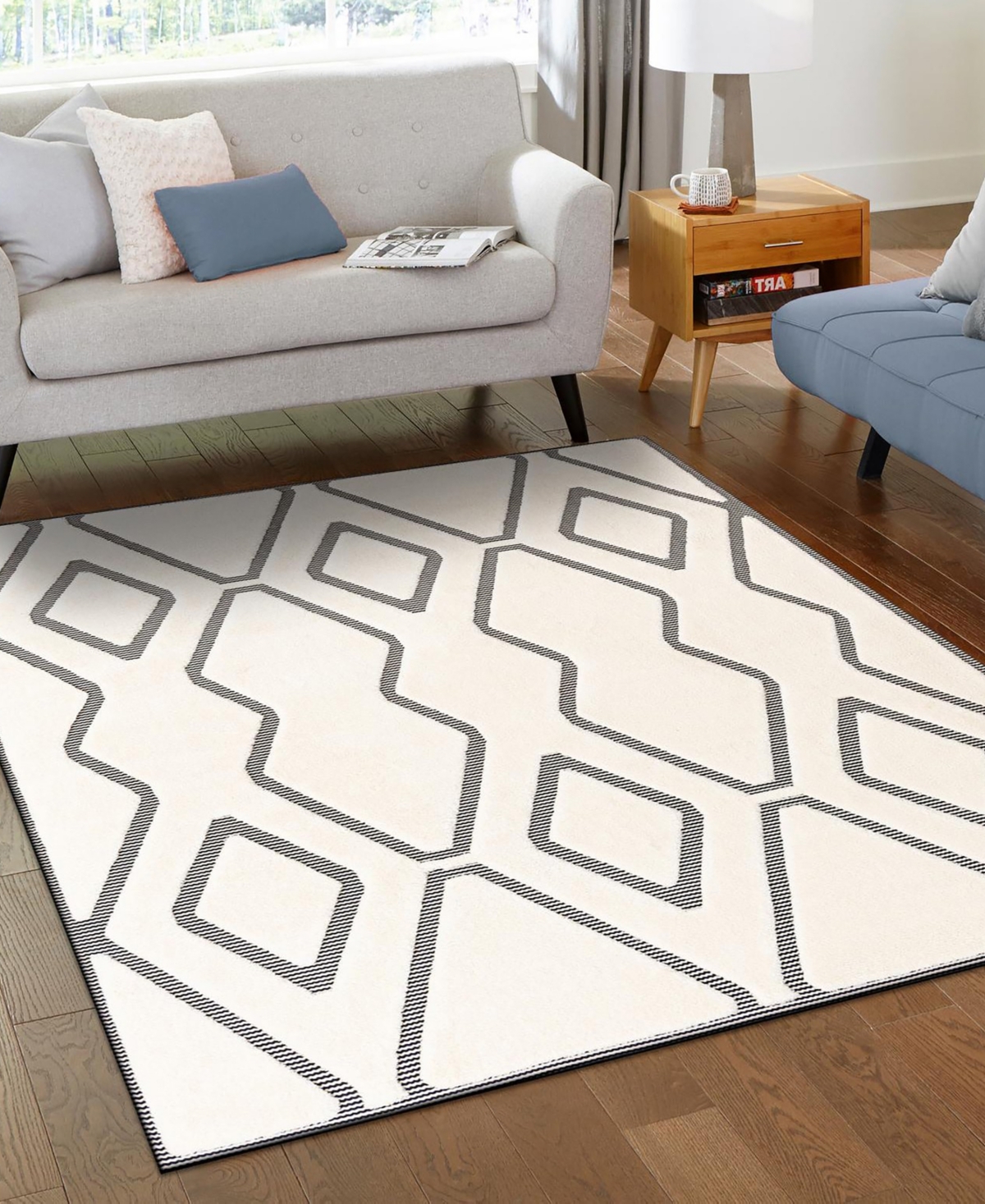 Bayshore Home Textured Tones Trellis 5'3"x8' Area Rug