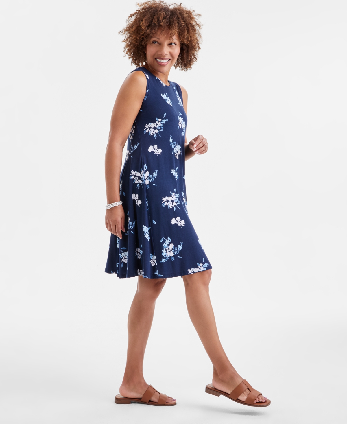 STYLE & CO WOMEN'S PRINTED SLEEVELESS FLIP-FLOP DRESS, EXCLUSIVELY AT MACY'S 