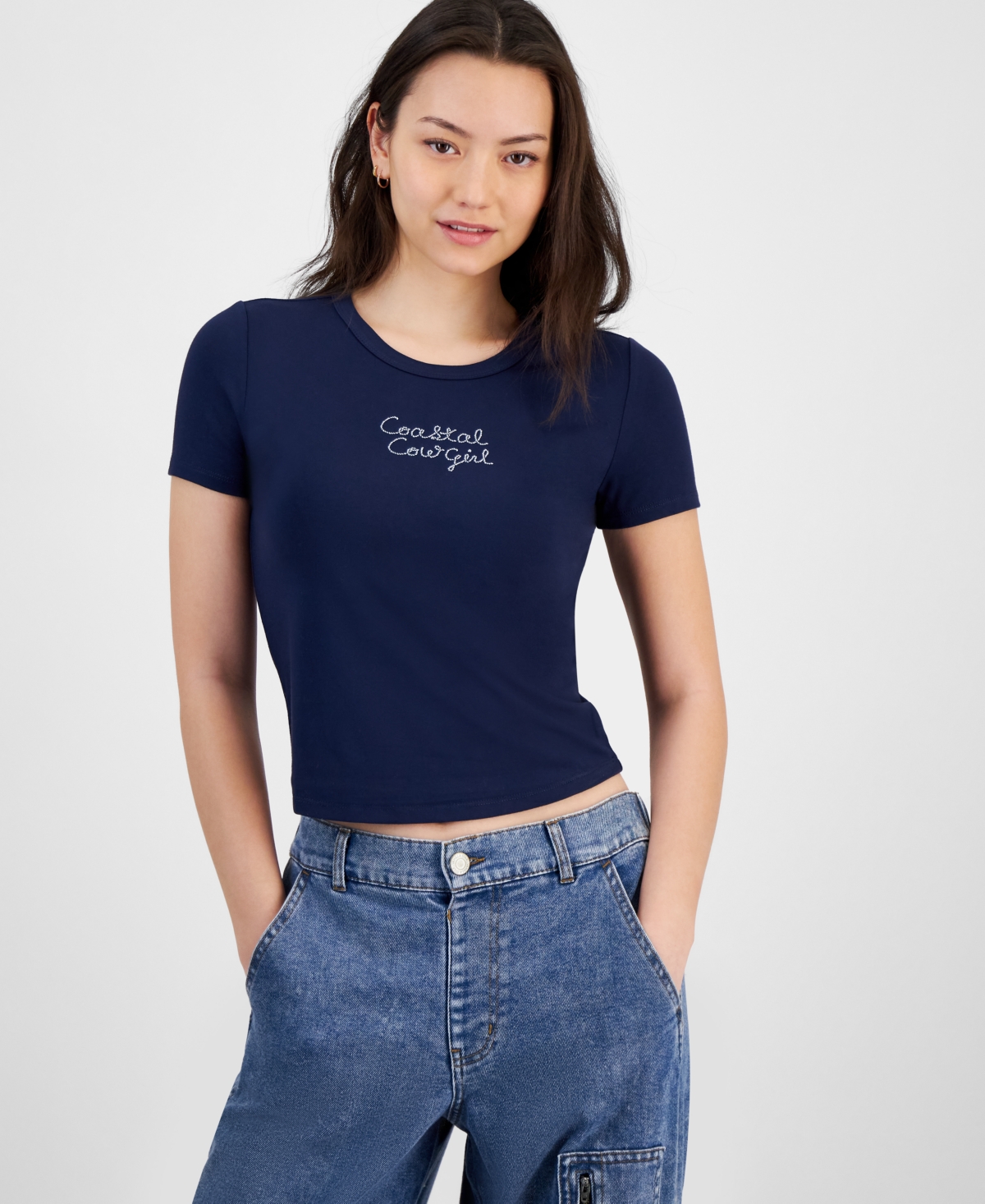 Juniors' Short-Sleeve Western T-Shirt - White Boot