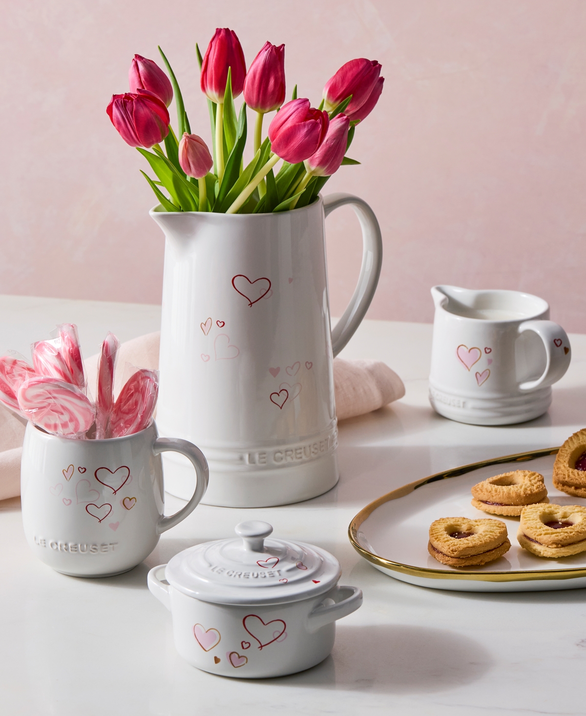 Le Creuset Stoneware Signature Mon Coeur Pitcher, 1.6 Qt