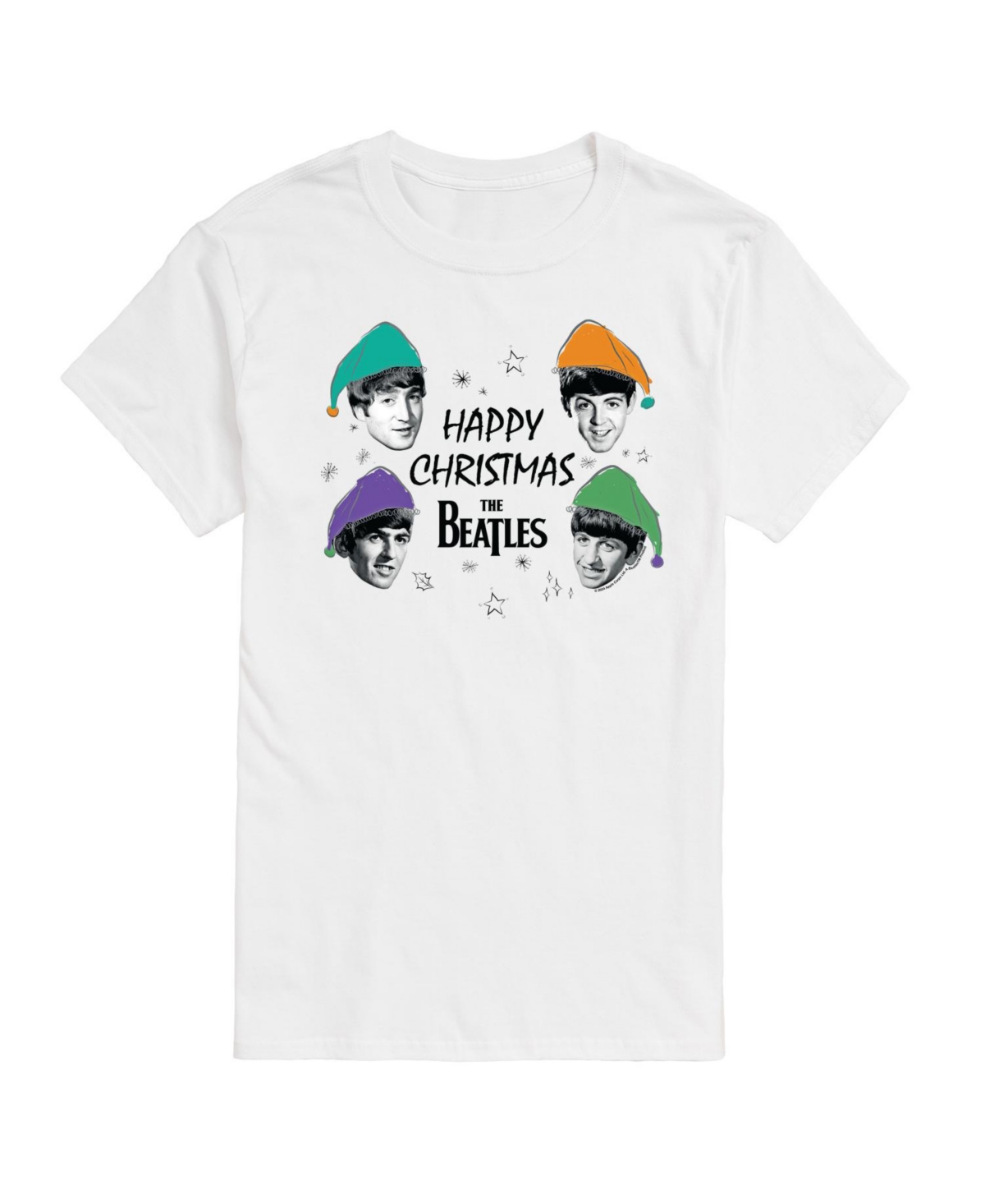 Men's The Beatles Happy Christmas Short Sleeve Tee - White