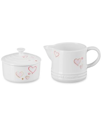 Le Creuset Stoneware Heart Cream Pitcher and Sugar Bowl Set