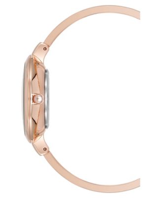 Women's Quartz Pink Enamel and Rose Gold-Tone Metal Alloy Bangle Watch Set, 32mm