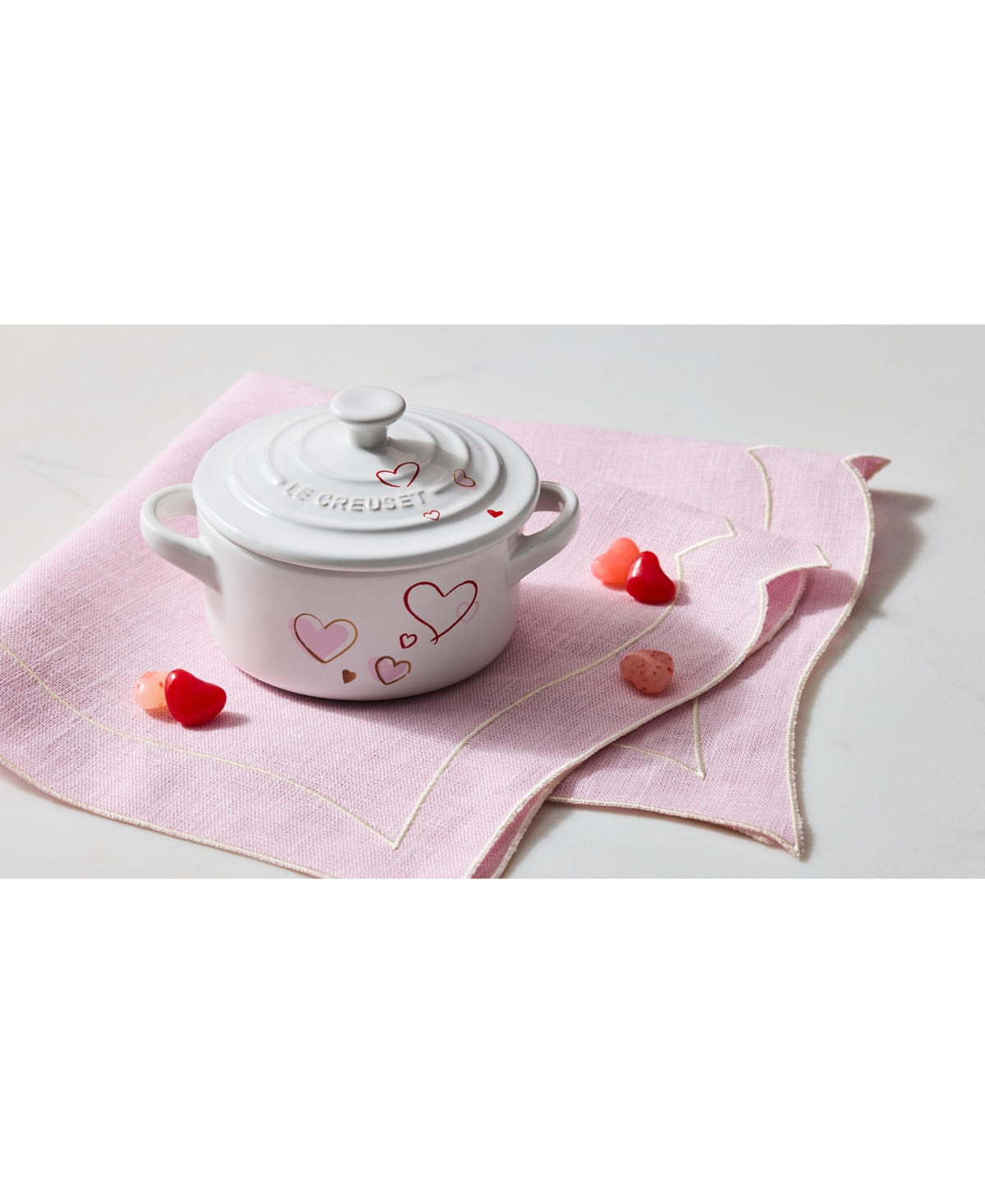 Le Creuset Stoneware Mon Coeur Classic Round Mini Cocotte In White