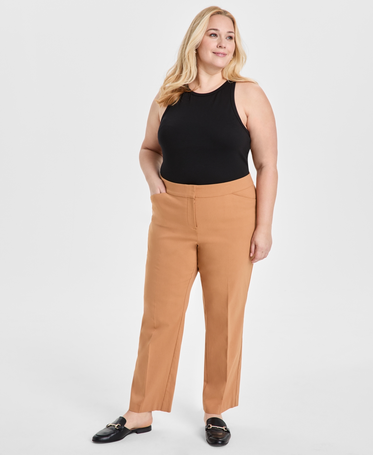 JM COLLECTION PLUS SIZE CURVY-FIT STRAIGHT-LEG PANTS, EXCLUSIVELY AT MACY'S 