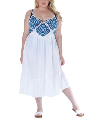 Plus Size Crochet Flounce-Hem Midi Dress