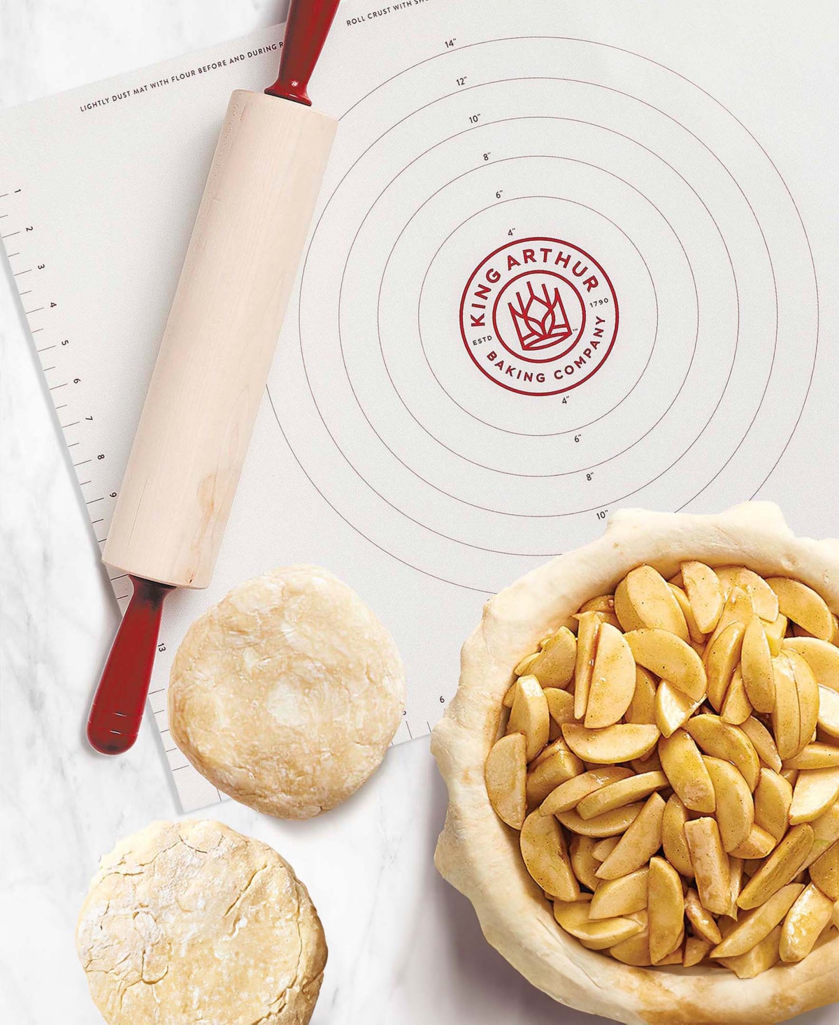 King Arthur Baking Company 18" X 24.5" Nonslip Rolling Mat In White,red