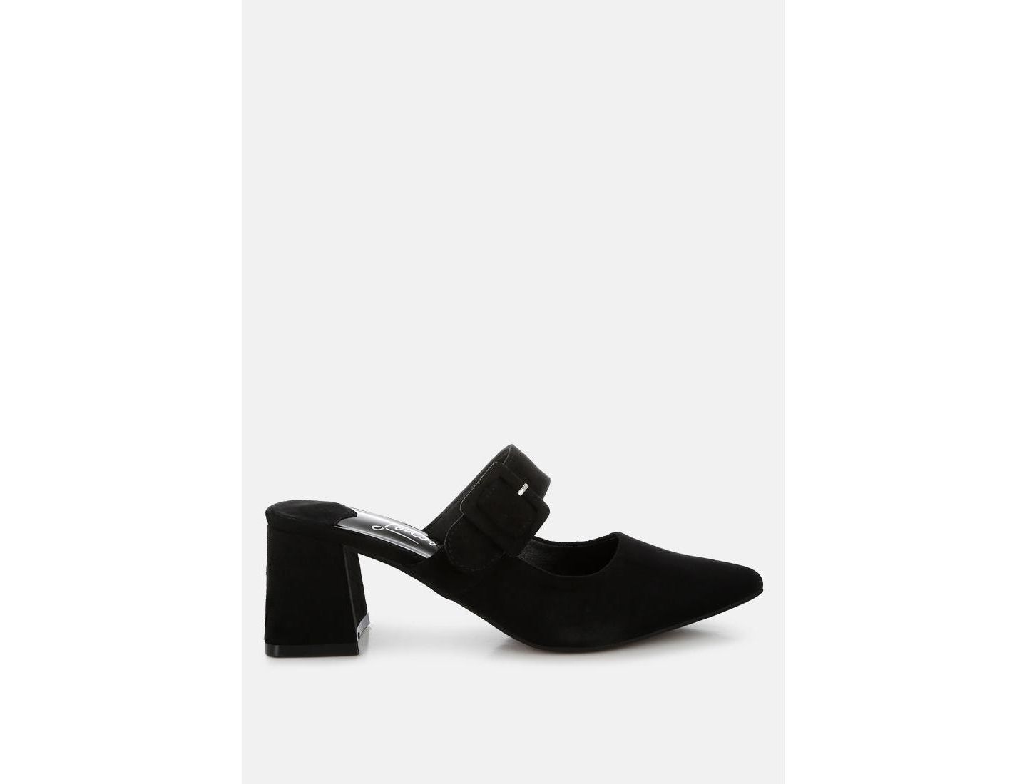 Женские сабо London Rag Amapola Buckle Strap Detail Microfiber Mules, цвет: Чёрный — фото 1