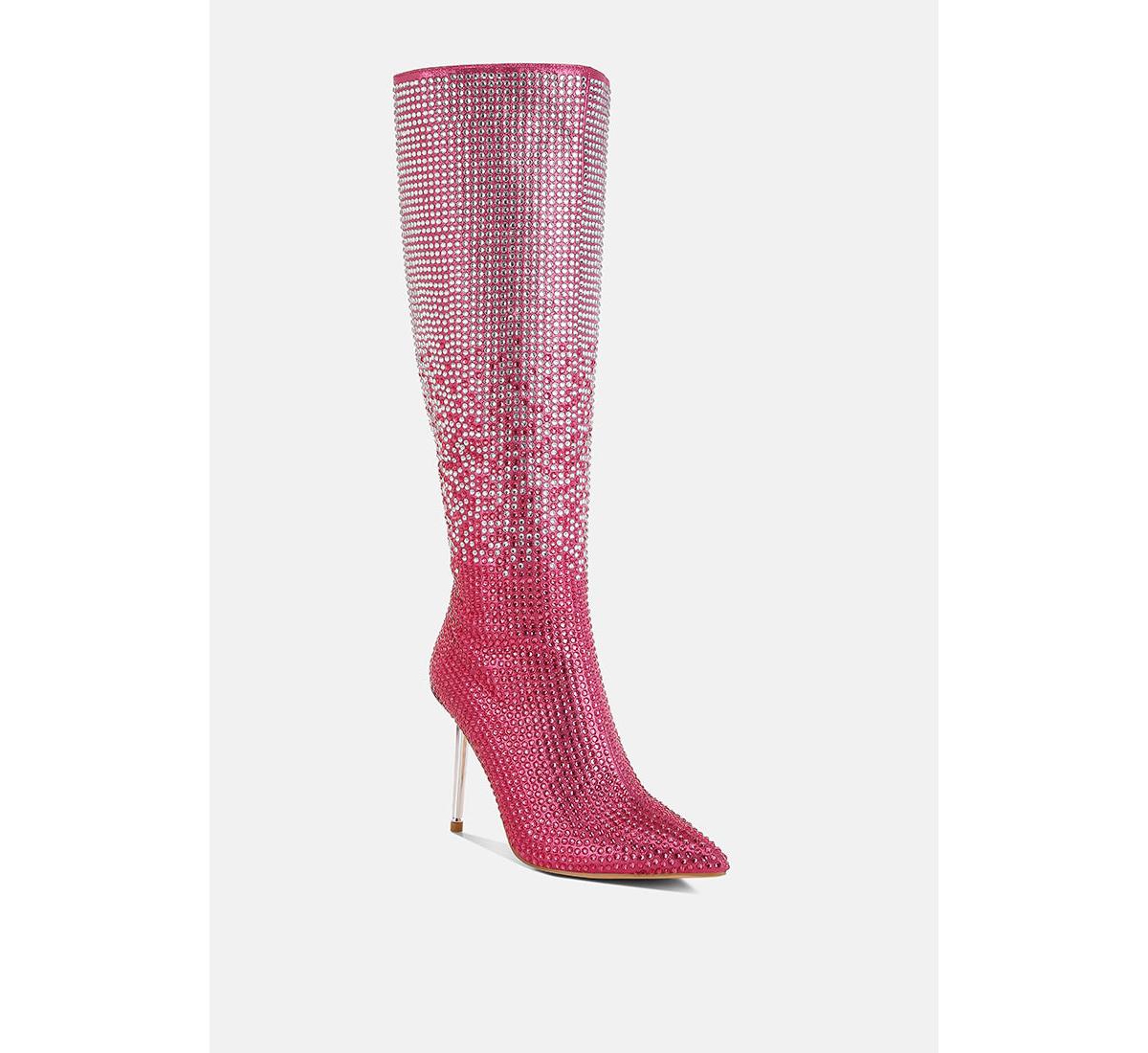 London Rag Orymple Shiny Rhinestone Studded Calf Boots