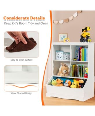 3-Tier Children's Multi-Functional Bookcase Toy Storage Bin Floor Cabinet