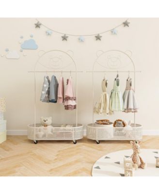 Kid Clothes Rack with 3 Adjustable Heights and Wheels
