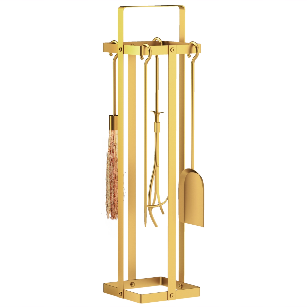 5 Piece Fireplace Tools Set w/ Sd for Indoor or Outdoor, - Gold