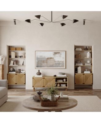 Mid-Century Modern Rope 55.1-Inch Wide TV Console with Storage