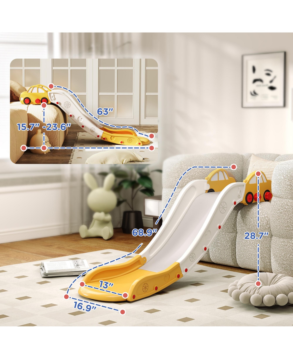 Qaba Boys Slide for Bed, Sofa, Extra Length, Easy to Assemble